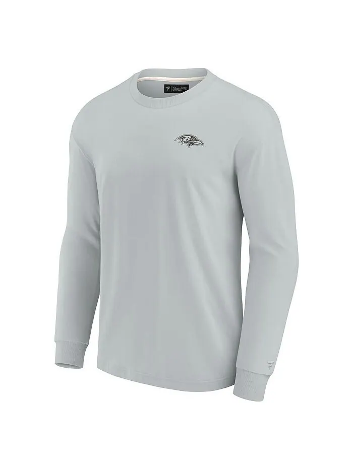 Мужская и женская серая супермягкая футболка с длинным рукавом Baltimore Ravens Fanatics Signature — изображение 2 из 3