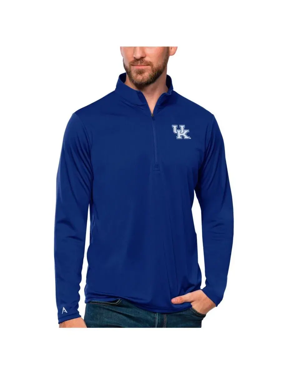 Мужская футболка Royal Kentucky Wildcats Tribute с застежкой-молнией на четверть длины Antigua