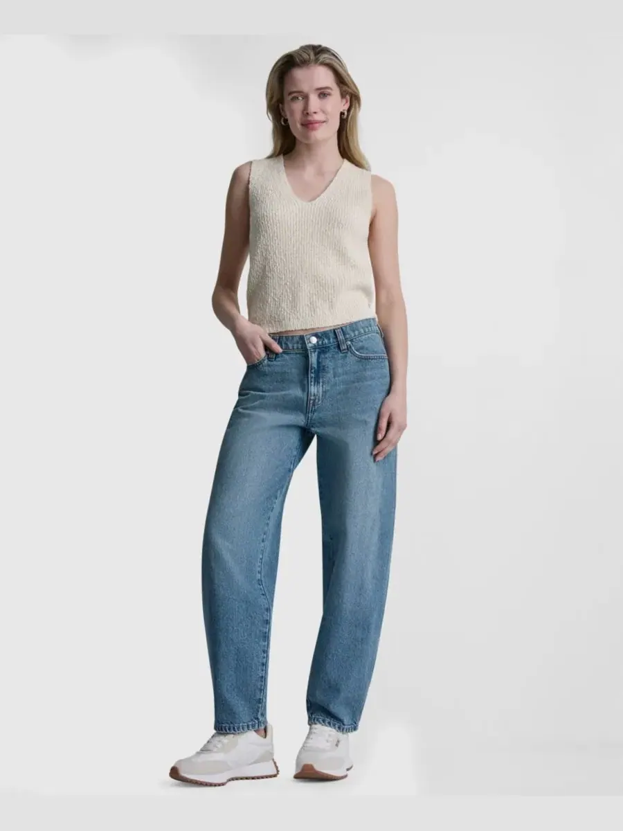 Женские хлопковые джинсы средней посадки с широкими штанинами Dkny Jeans — изображение 2 из 6