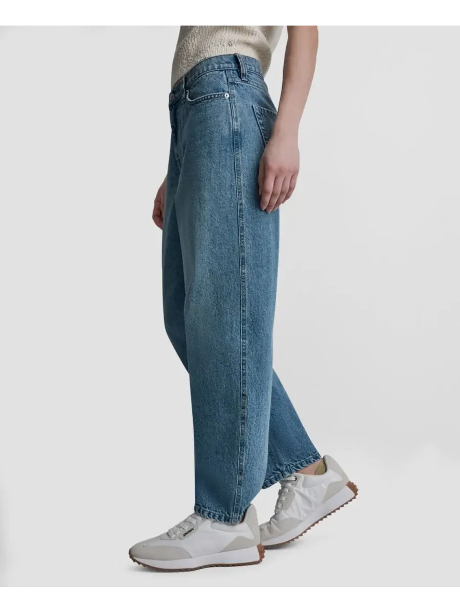 Женские хлопковые джинсы средней посадки с широкими штанинами Dkny Jeans — изображение 5 из 6