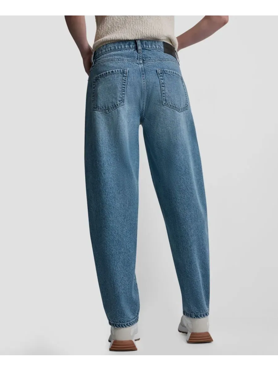 Женские хлопковые джинсы средней посадки с широкими штанинами Dkny Jeans — изображение 6 из 6