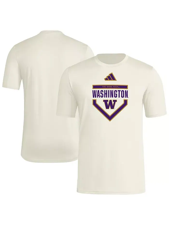 Мужская футболка Washington Huskies Home Plate Pre-Game цвета крем adidas