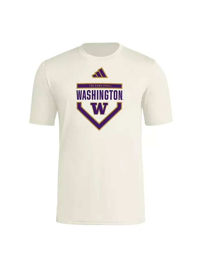 Мужская футболка Washington Huskies Home Plate Pre-Game цвета крем adidas — изображение 3 из 3