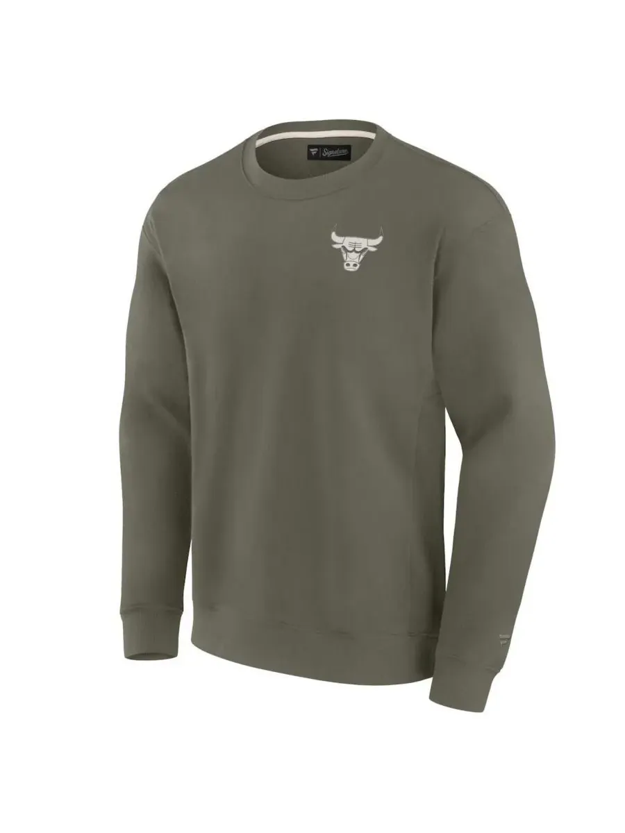Fanatics Signature Мужская и женская толстовка-пуловер с круглым вырезом оливкового цвета с — изображение 2 из 3, оливковый