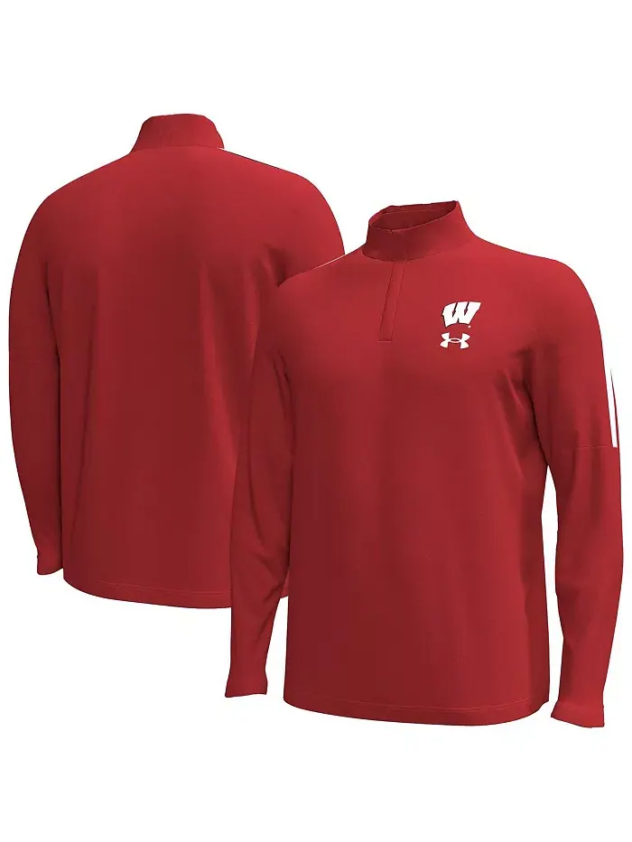 Мужская красная куртка с четверть-молнией Wisconsin Badgers Playoff Performance Under Armour