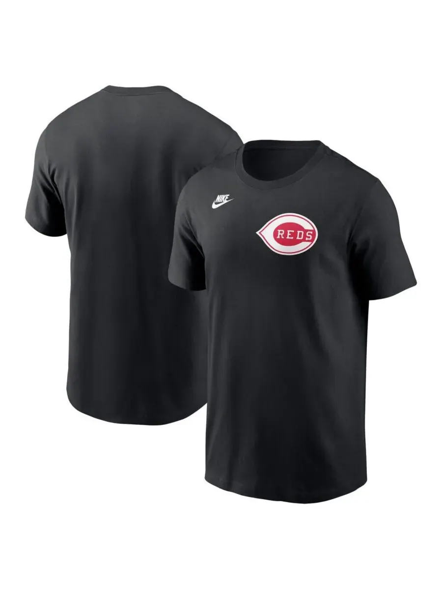 Nike Мужская черная футболка с логотипом Cincinnati Reds Cooperstown