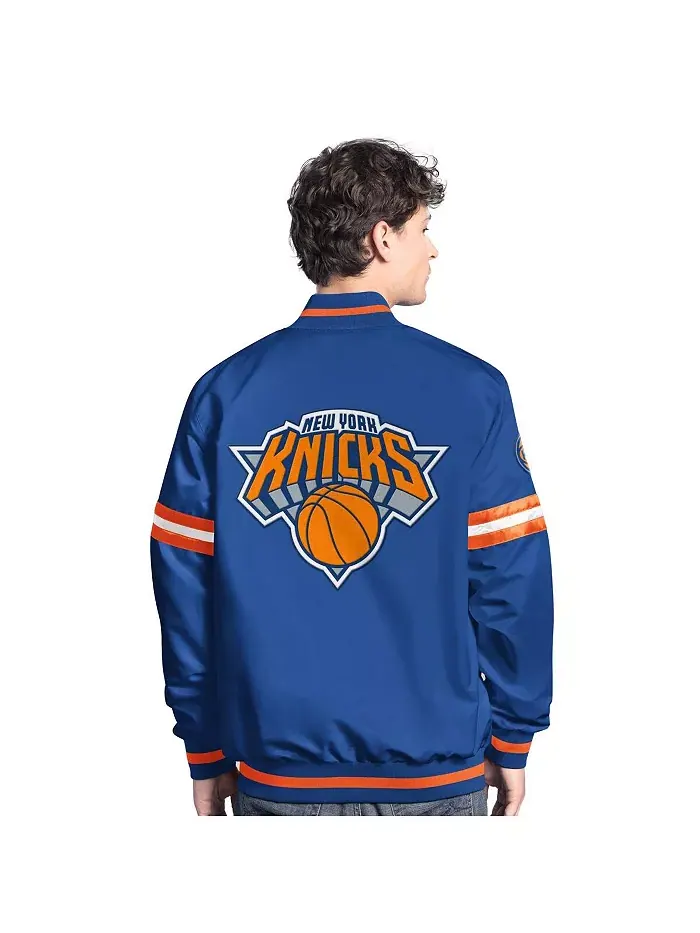 Мужская сине-оранжевая бейсбольная куртка New York Knicks Scout на молнии Starter — изображение 2 из 2