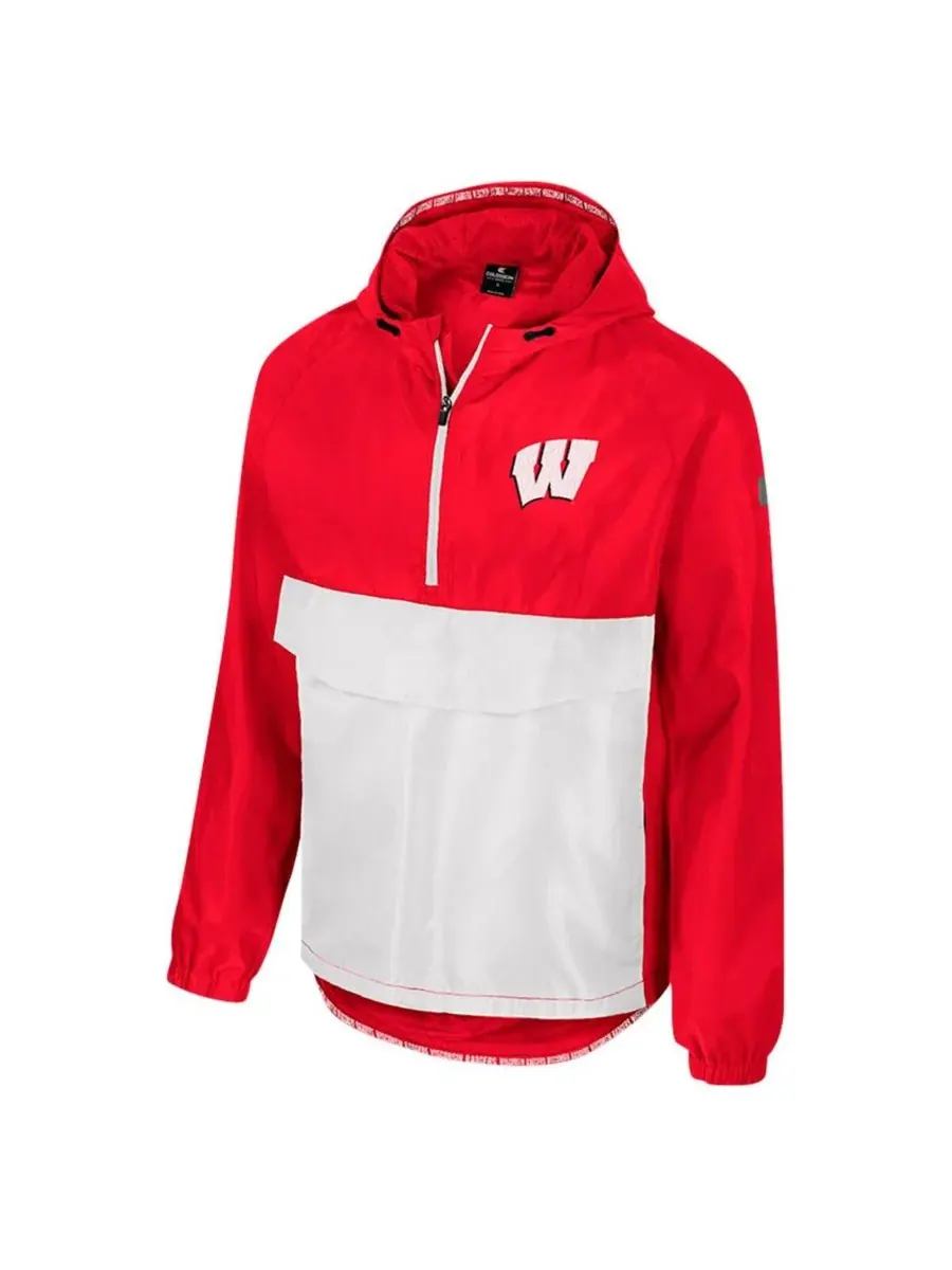 Colosseum Мужская красная куртка-анорак Wisconsin Badgers Reloaded с застежкой-молнией до середины — изображение 2 из 3