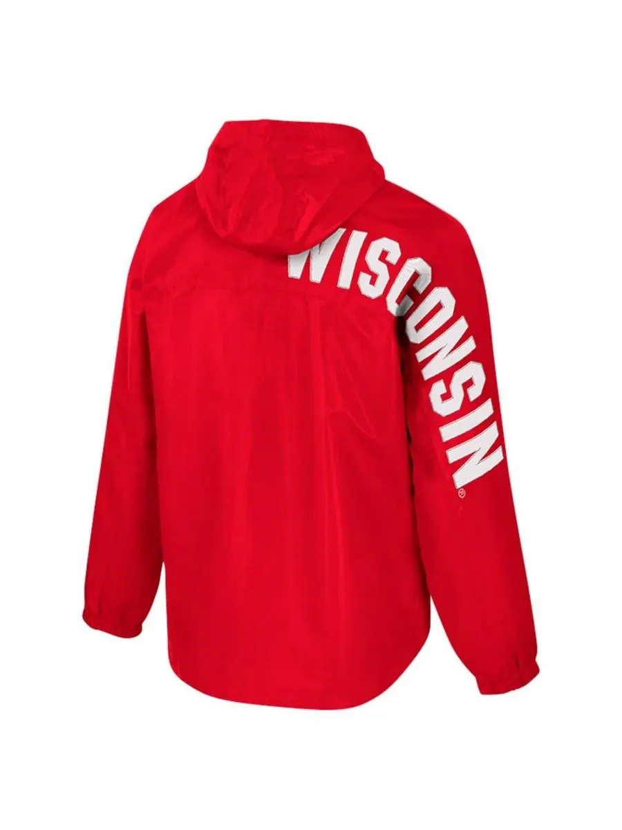 Colosseum Мужская красная куртка-анорак Wisconsin Badgers Reloaded с застежкой-молнией до середины — изображение 3 из 3