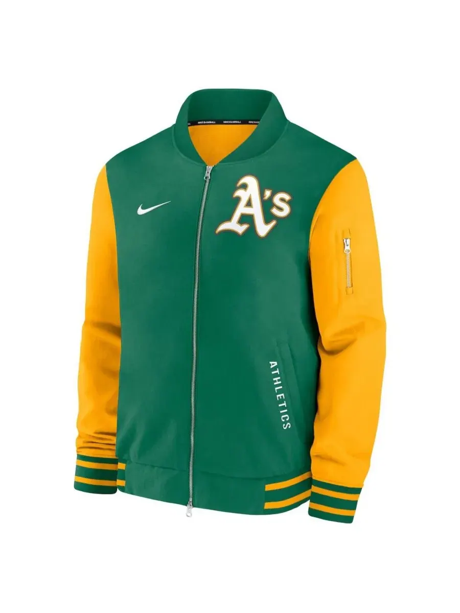 Мужская бомбер-куртка Nike Dugout Relaxed Full-Zip Bomber Jacket — изображение 2 из 3, зеленый