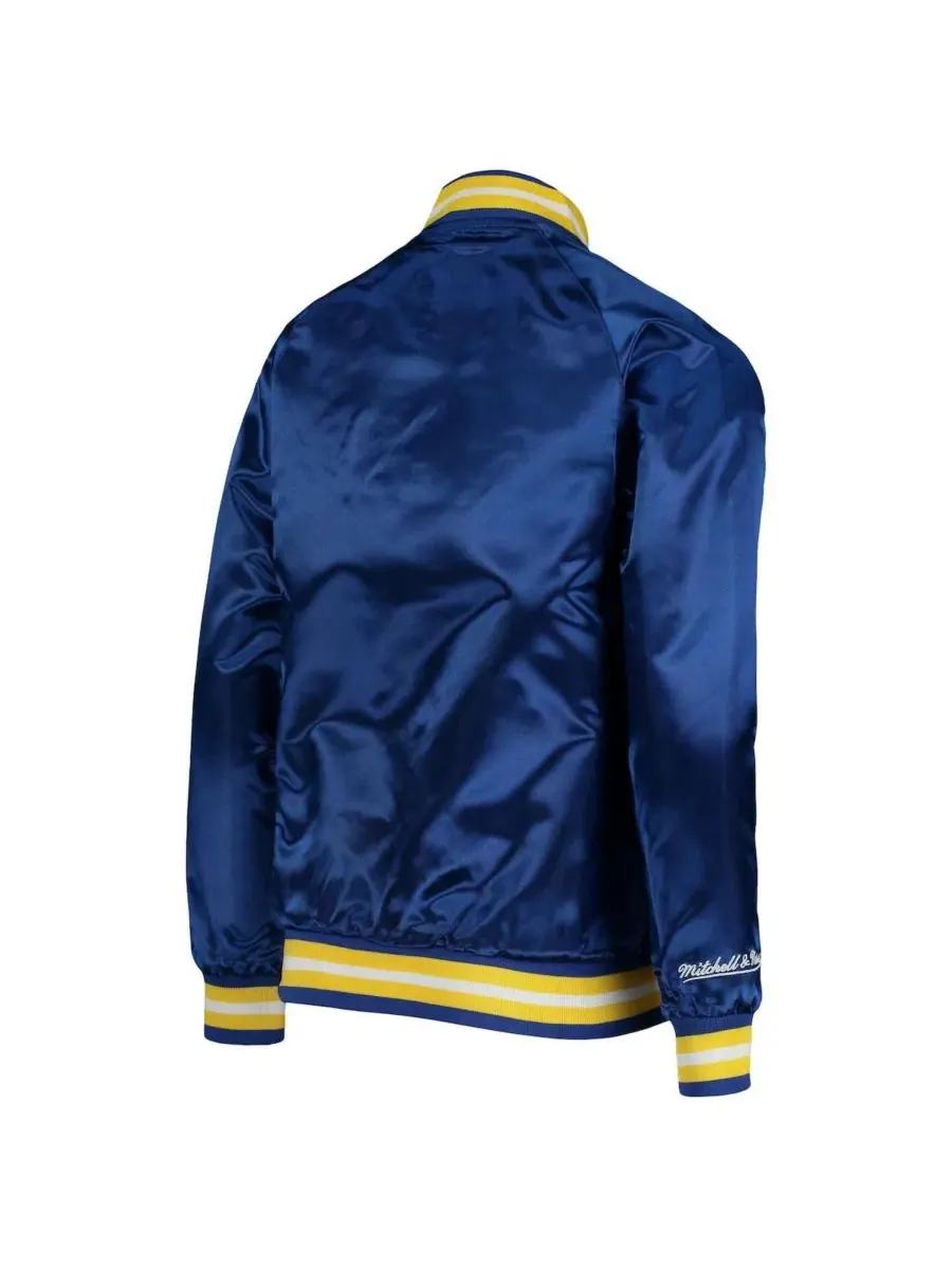 Куртка-бомбер сатиновая реглан с принтом Golden State Warriors Hardwood Classics Mitchell & Ness — изображение 4 из 5