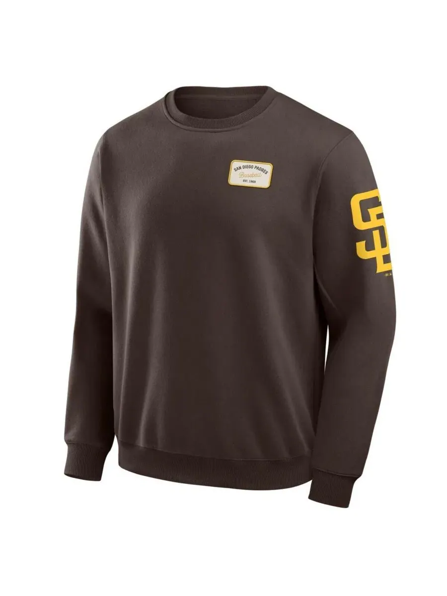 Свитшот с круглым вырезом San Diego Padres Washed Crew Neck Pullover Sweatshirt Mojo — изображение 2 из 4, коричневый