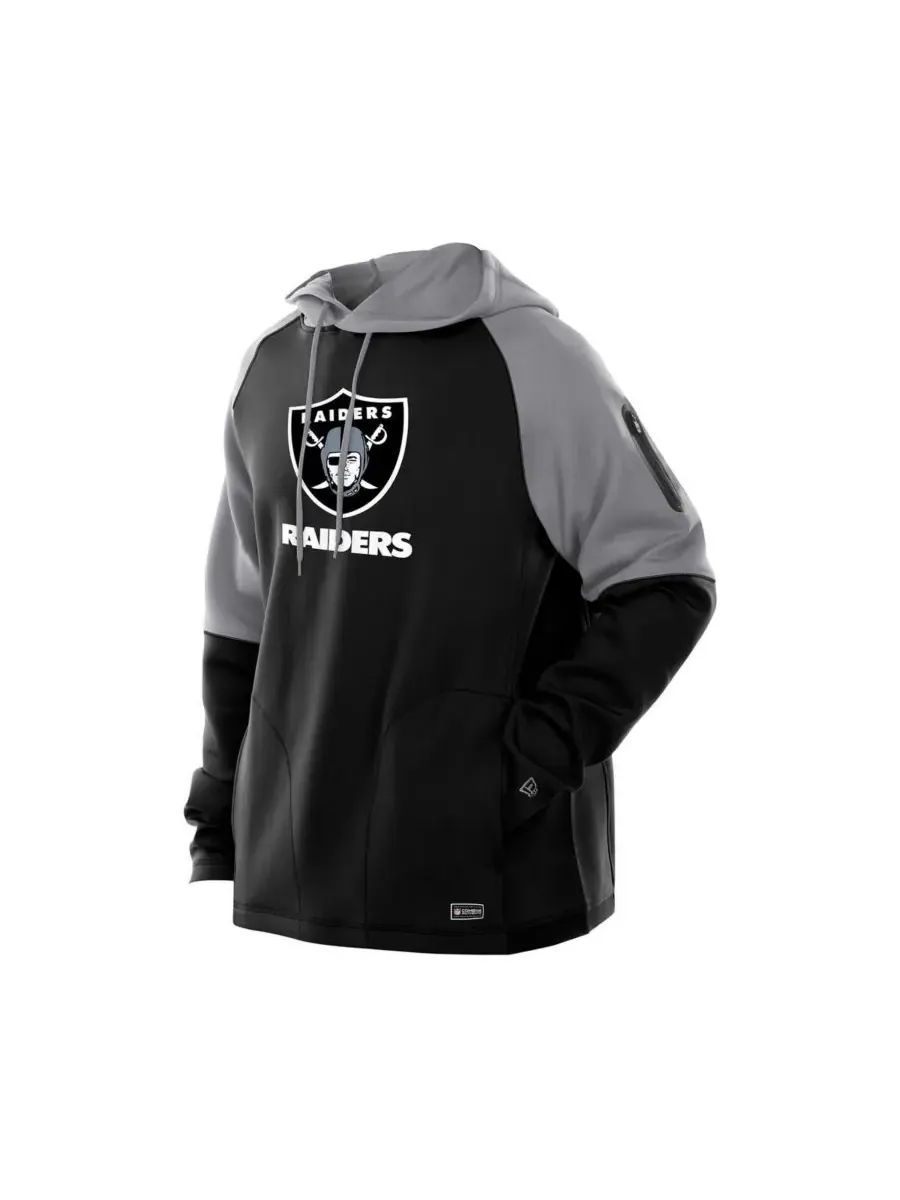 New Era Мужская черная толстовка с капюшоном Las Vegas Raiders Combine Authentic Color Block Raglan — изображение 3 из 3