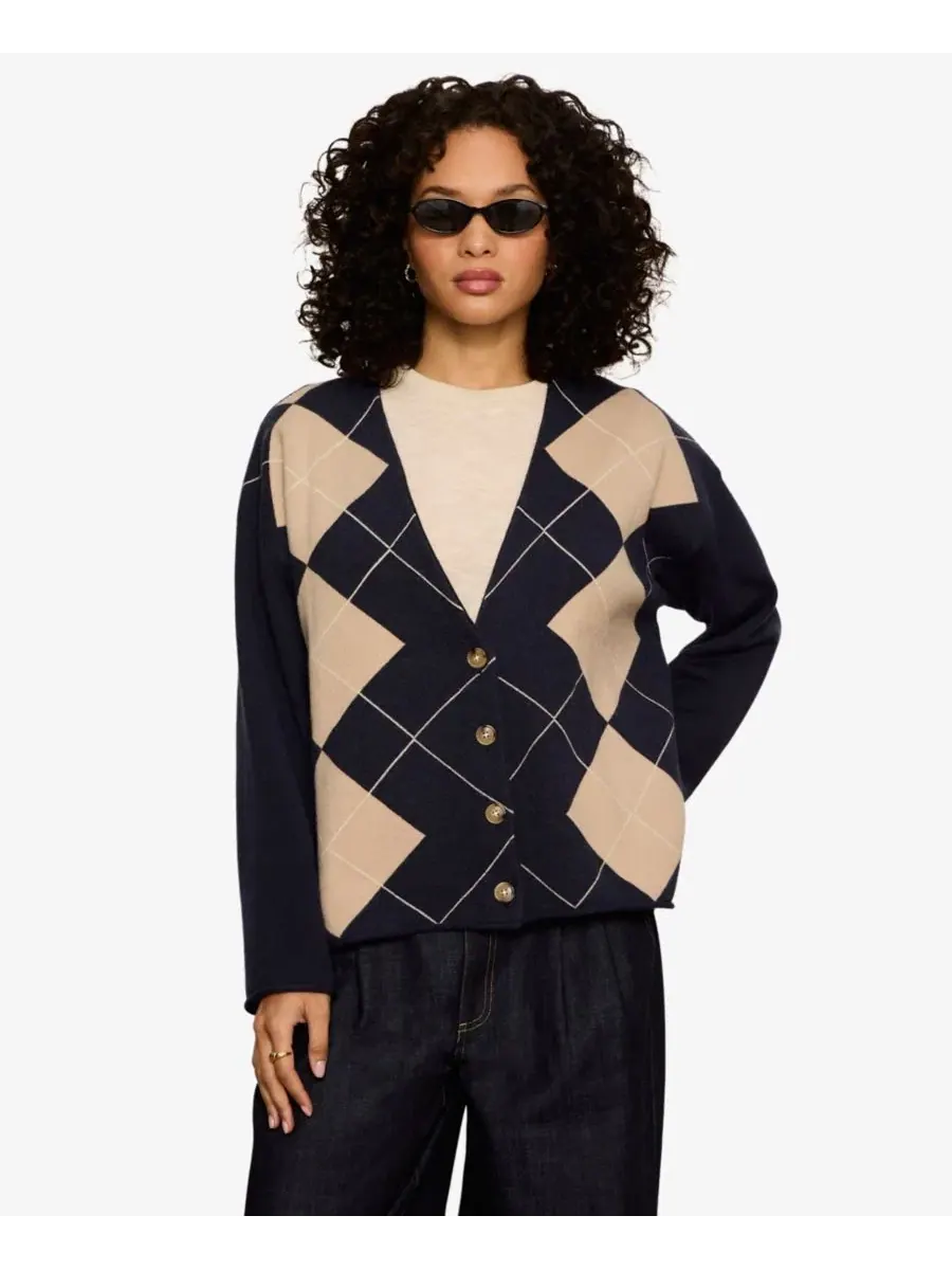 Свитер с V-образным вырезом и пуговицами Arden Long-Sleeve V-Neck Sanctuary, Loma Argyle — изображение 4 из 6