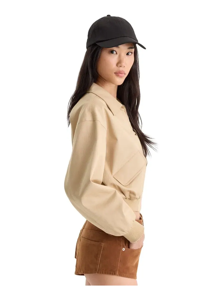 Женский бомбер из твила The Twill Bomber Good American, Dune Mist — изображение 3 из 5