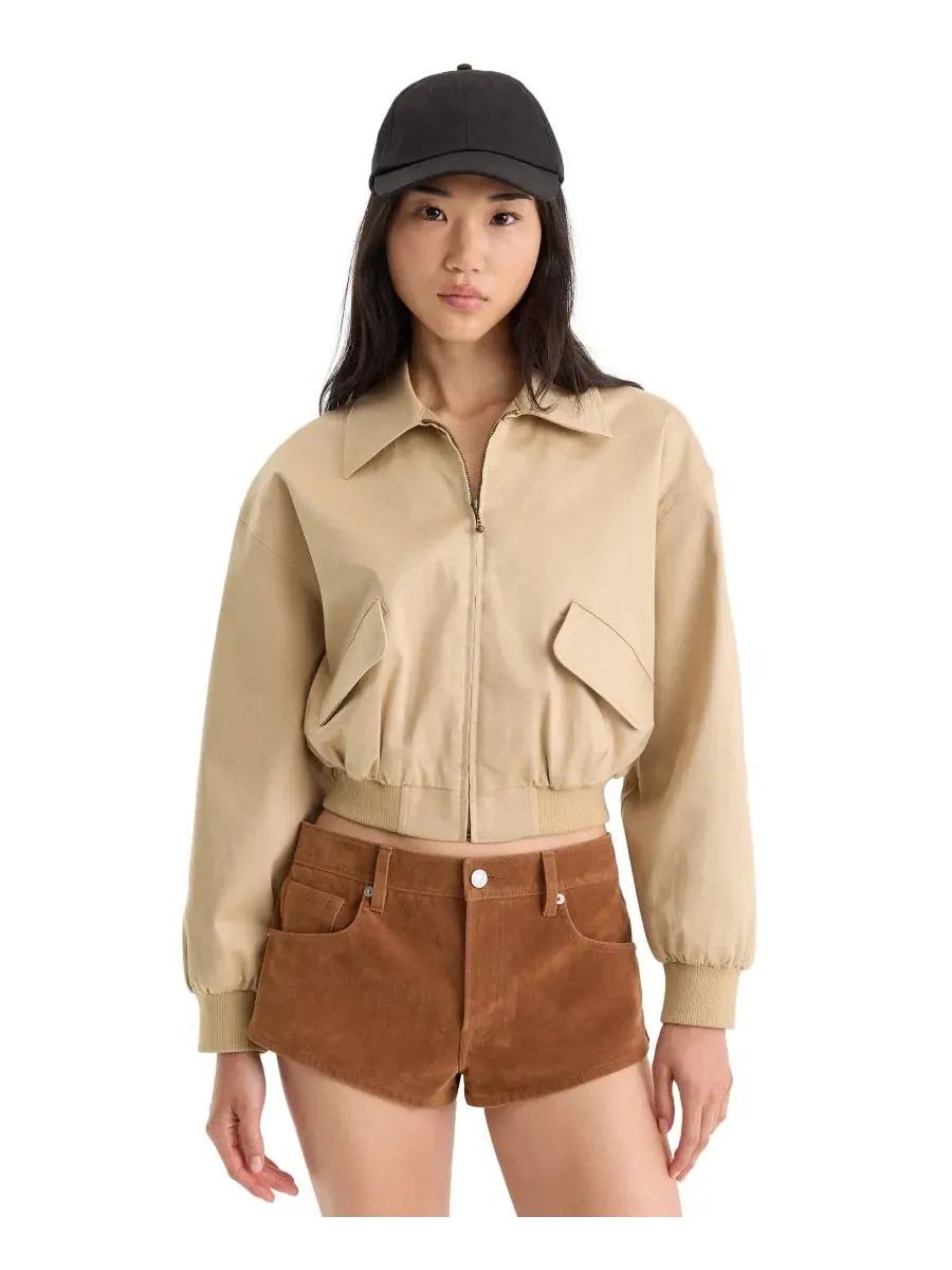 Женский бомбер из твила The Twill Bomber Good American, Dune Mist — изображение 4 из 5