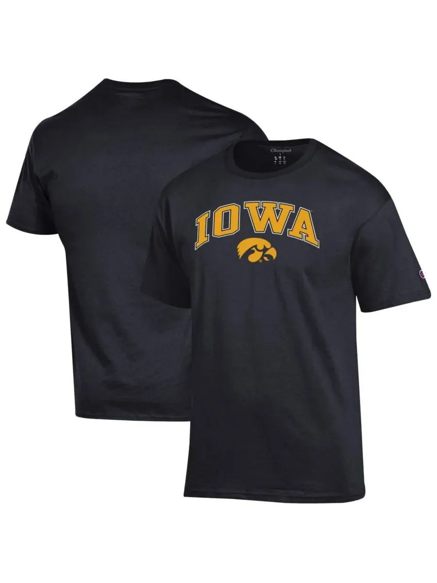 Champion Мужская черная футболка с арочным логотипом Iowa Hawkeyes