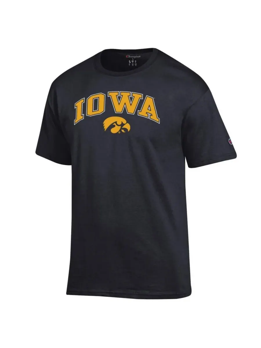 Champion Мужская черная футболка с арочным логотипом Iowa Hawkeyes — изображение 2 из 3, черный