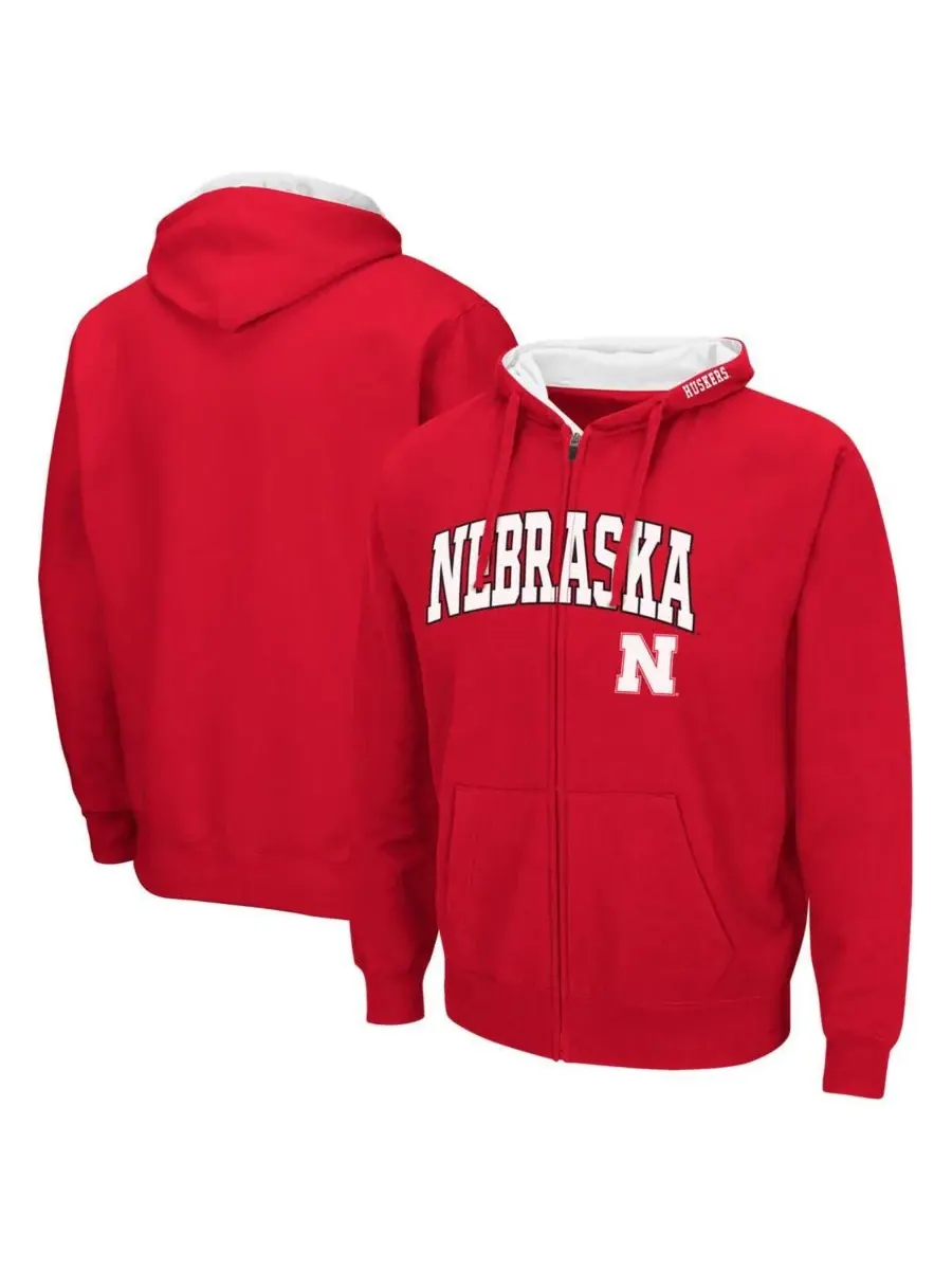 Мужская толстовка на молнии Nebraska Huskers Arch & Logo 3.0 Colosseum