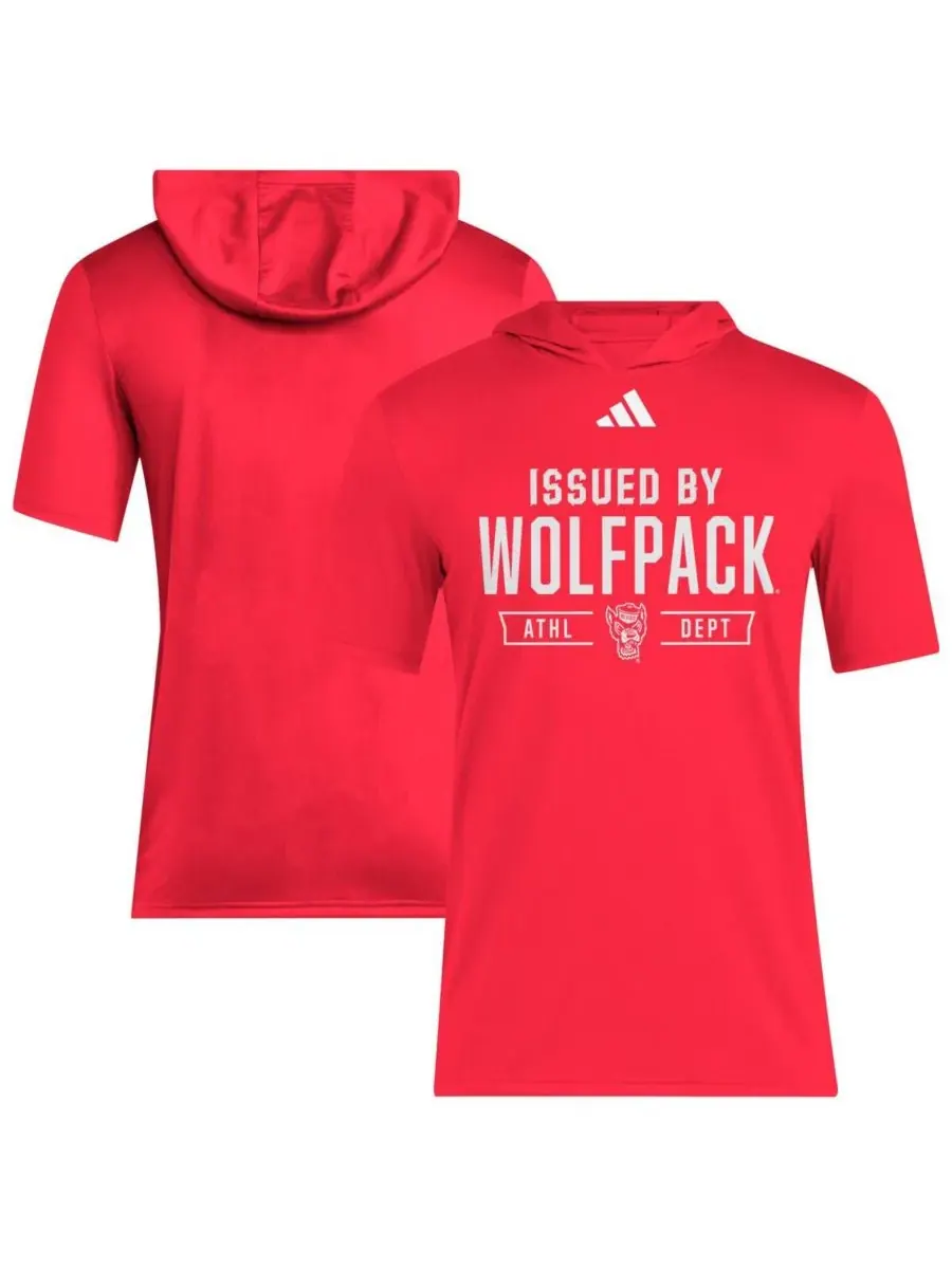Adidas Мужская красная тренировочная футболка AREOREADY AREOREADY с капюшоном NC State Wolfpack 2025