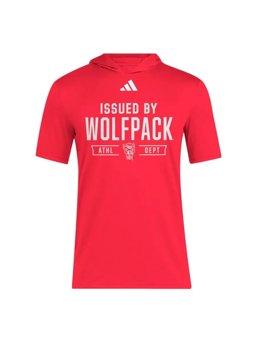 Adidas Мужская красная тренировочная футболка AREOREADY AREOREADY с капюшоном NC State Wolfpack 2025 — изображение 2 из 3