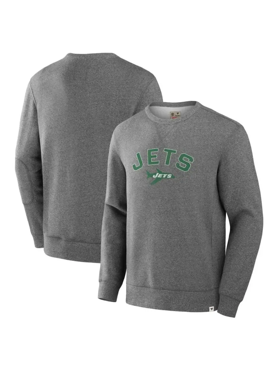 Fanatics Мужская толстовка из махровой ткани с петлями New York Jets серого меланжевого цвета