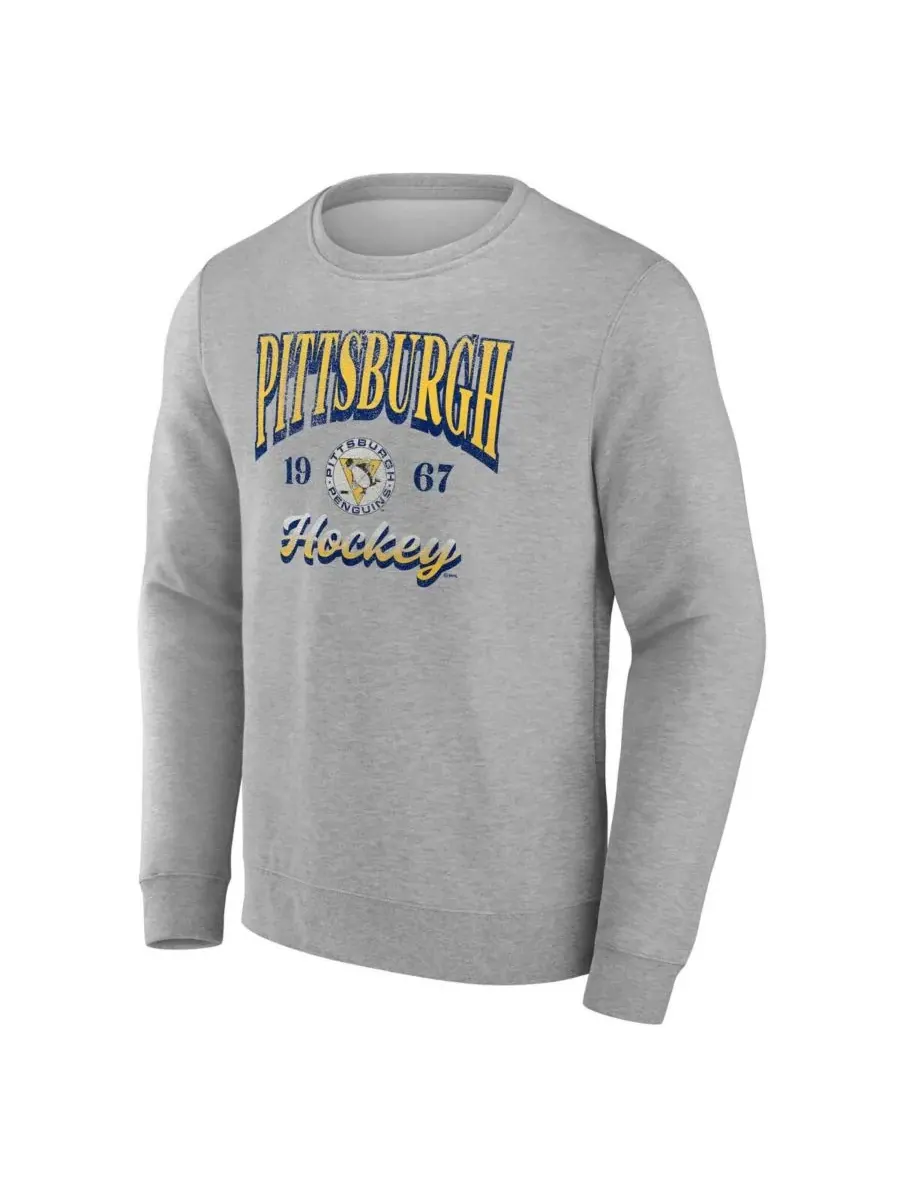 Fanatics Мужская серая флисовая толстовка Pittsburgh Penguins Nimbus — изображение 3 из 3, серый