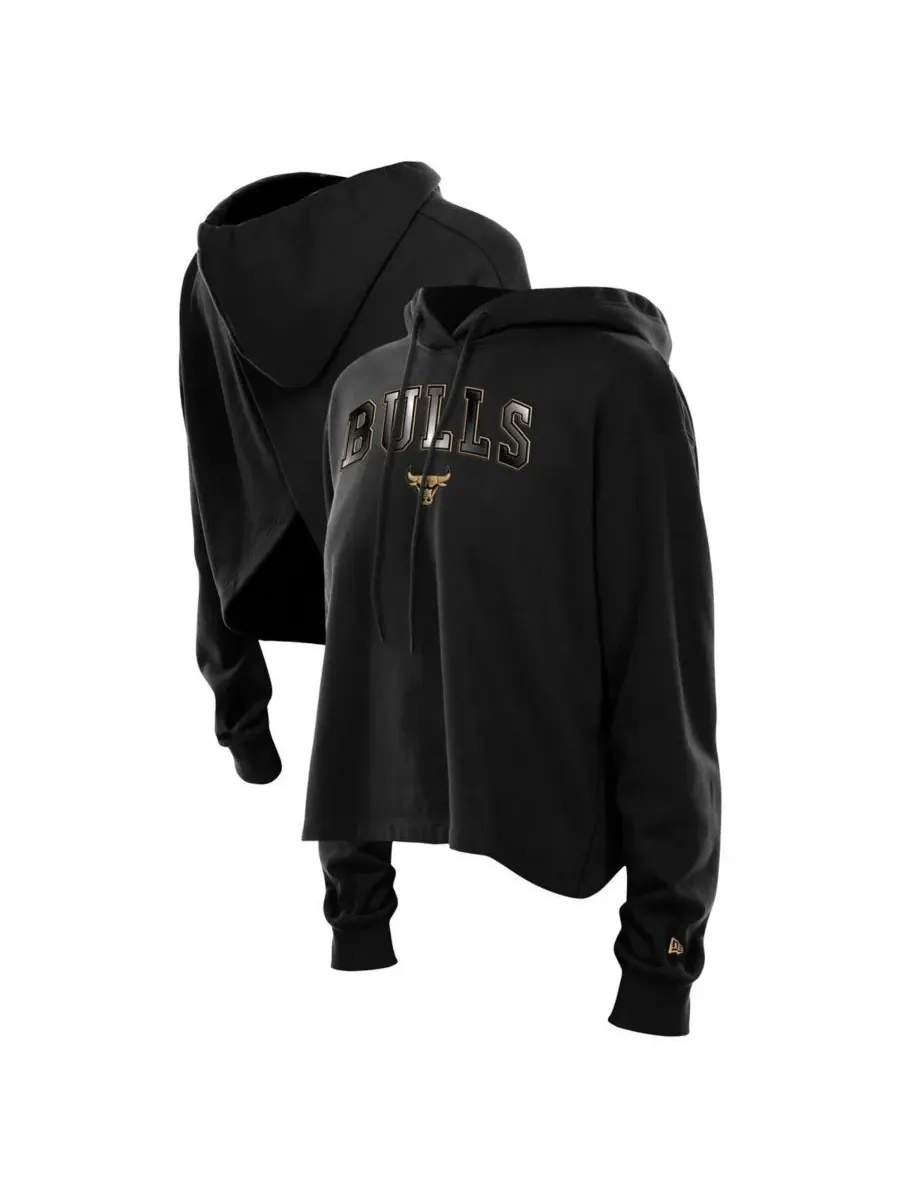 New Era Женская черная толстовка с открытой спиной Chicago Bulls Glam Game