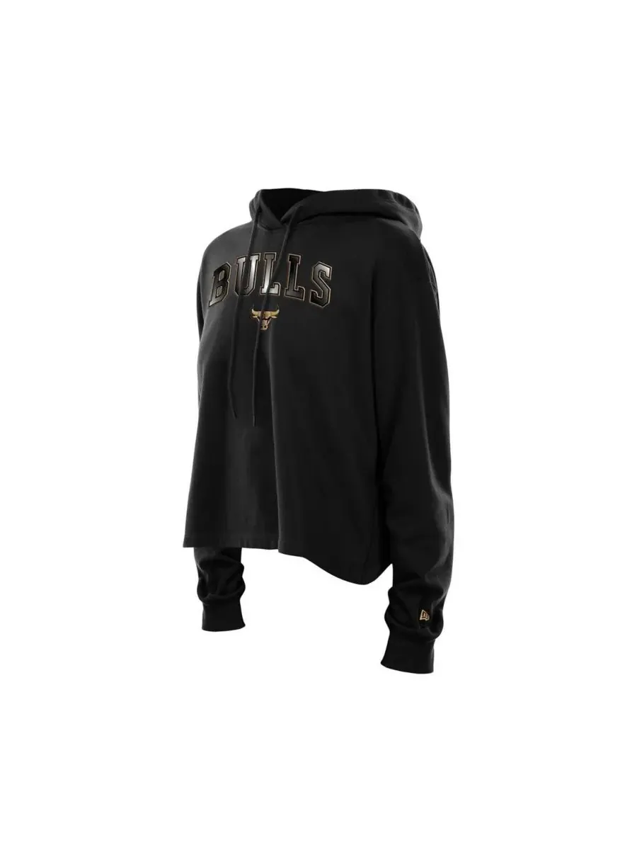 New Era Женская черная толстовка с открытой спиной Chicago Bulls Glam Game — изображение 2 из 3, черный