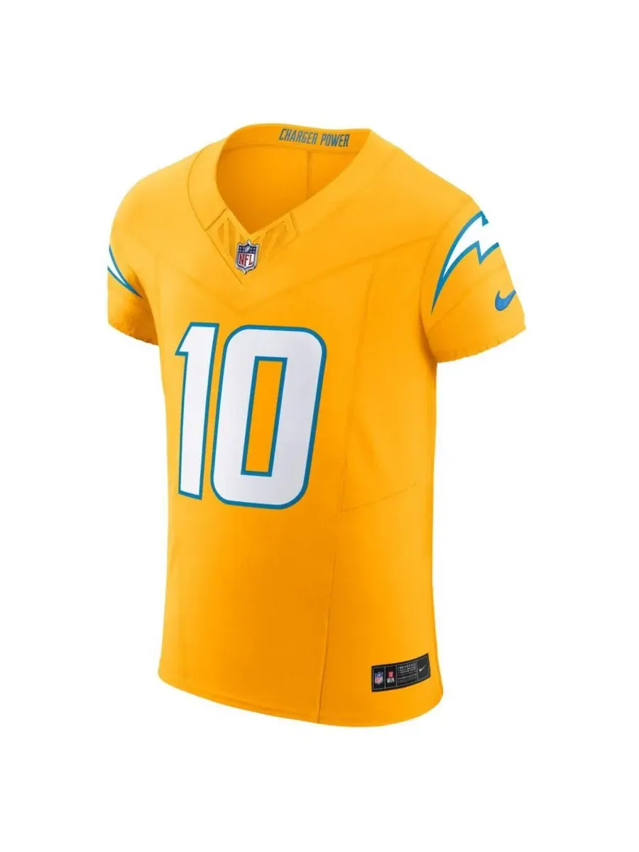 Мужская золотая футболка Джастина Герберта Los Angeles Chargers Alternate Charger Power Vapor FUSE — изображение 2 из 3