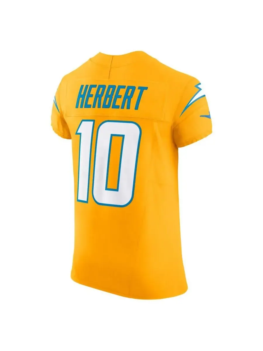 Мужская золотая футболка Джастина Герберта Los Angeles Chargers Alternate Charger Power Vapor FUSE — изображение 3 из 3
