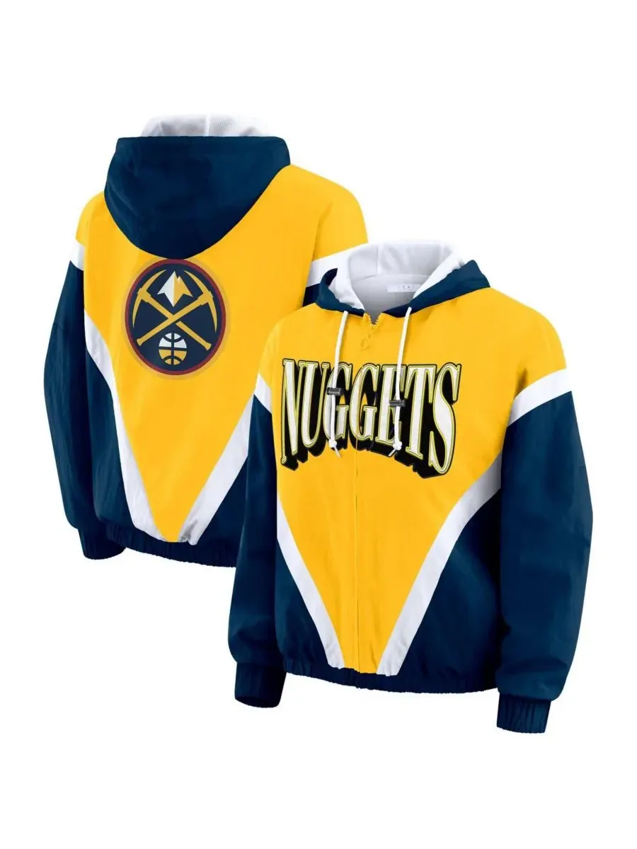 WEAR by Erin Andrews Женская ветровка-худи на молнии с цветными блоками в стиле Denver Nuggets