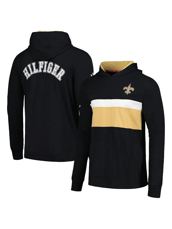 Мужская черная футболка с капюшоном New Orleans Saints Morgan с длинным рукавом Tommy Hilfiger