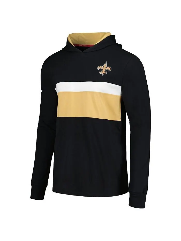 Мужская черная футболка с капюшоном New Orleans Saints Morgan с длинным рукавом Tommy Hilfiger — изображение 2 из 3, черный