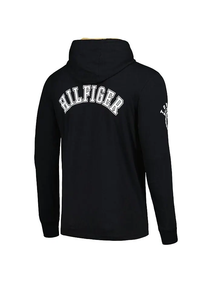 Мужская черная футболка с капюшоном New Orleans Saints Morgan с длинным рукавом Tommy Hilfiger — изображение 3 из 3, черный
