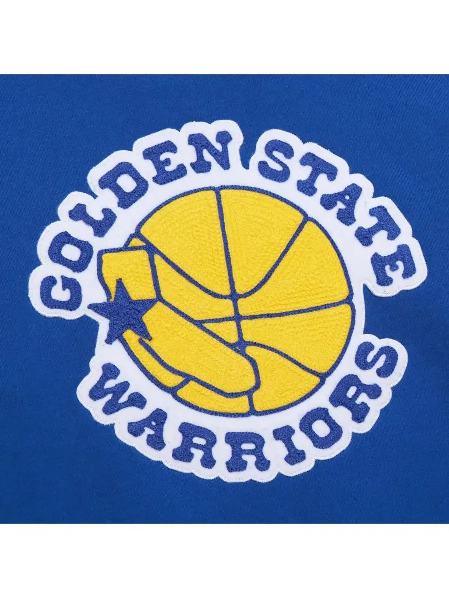 Mitchell & Ness Мужская винтажная толстовка с капюшоном Royal Golden State Warriors с аппликацией в — изображение 2 из 5