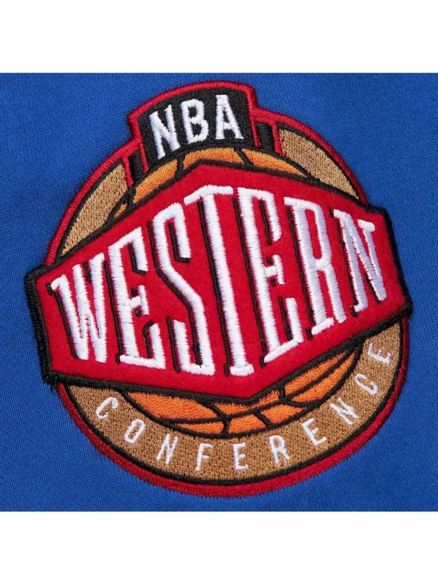 Mitchell & Ness Мужская винтажная толстовка с капюшоном Royal Golden State Warriors с аппликацией в — изображение 3 из 5