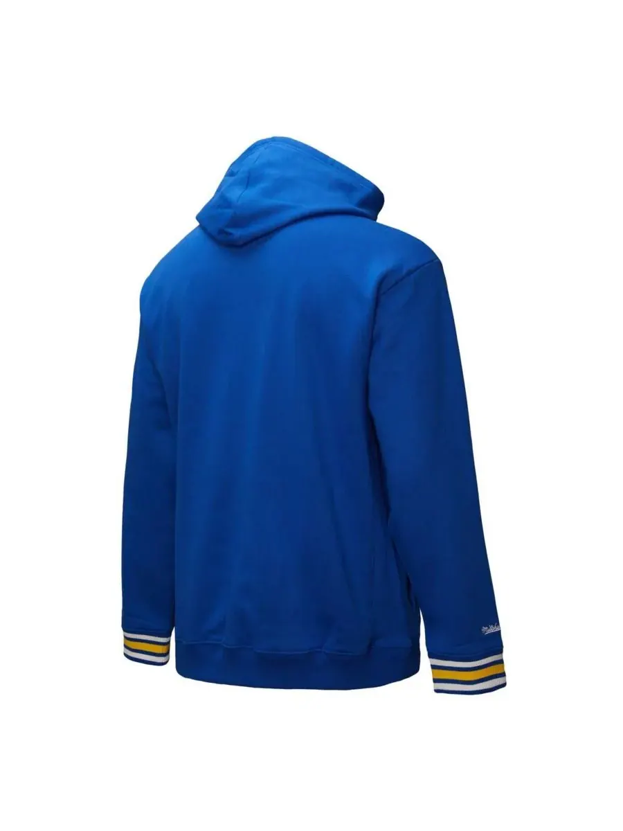 Mitchell & Ness Мужская винтажная толстовка с капюшоном Royal Golden State Warriors с аппликацией в — изображение 4 из 5