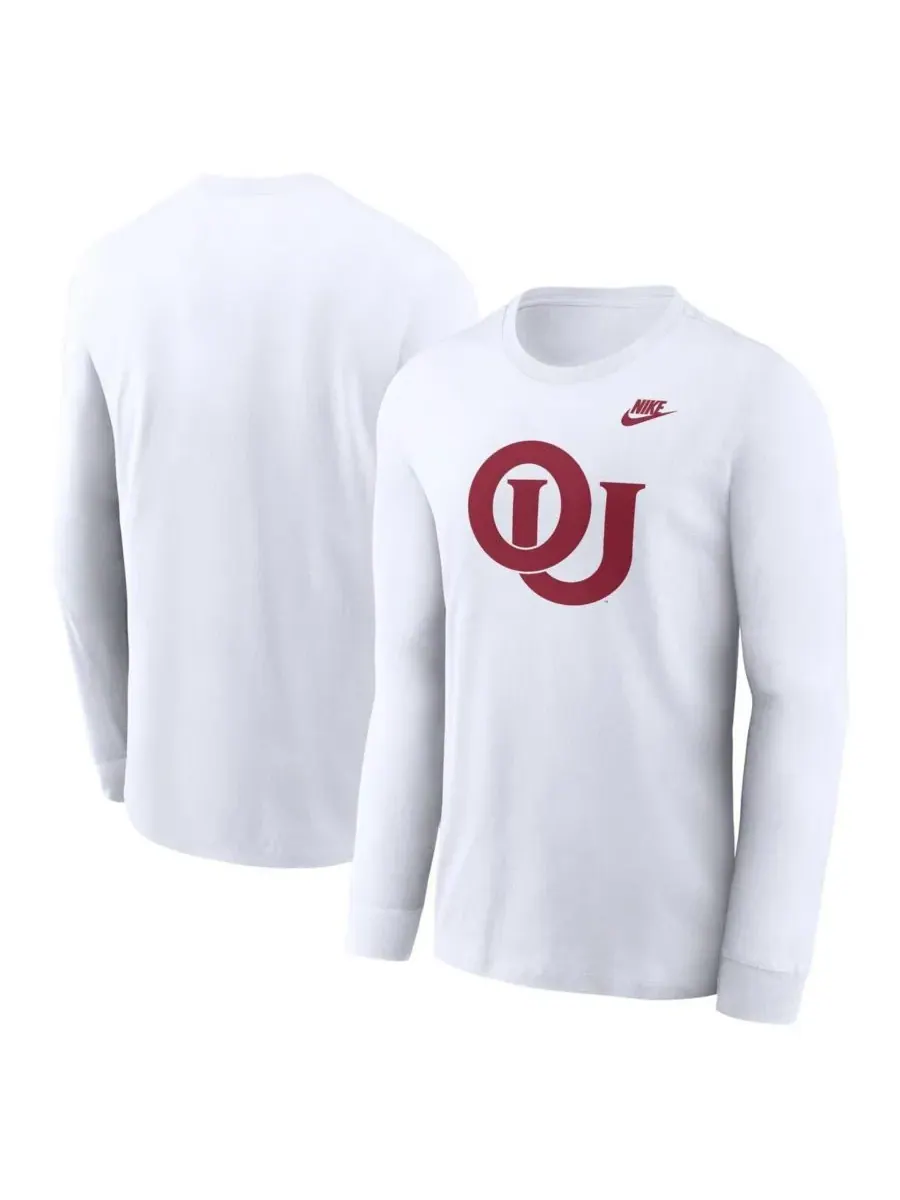 Nike Мужская белая футболка с длинным рукавом Oklahoma Sooners Legacy Primary Logo