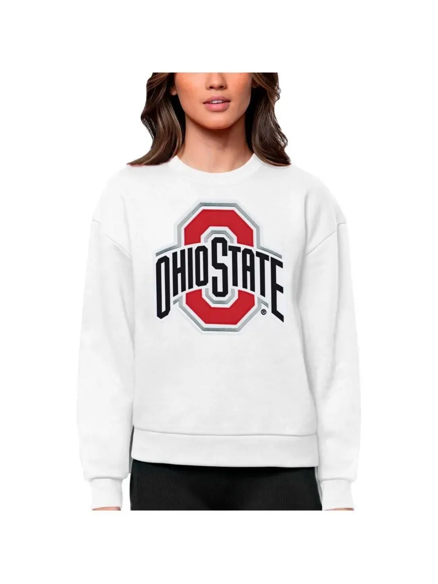 Antigua Женская белая толстовка с круглым вырезом Ohio State Buckeyes Victory