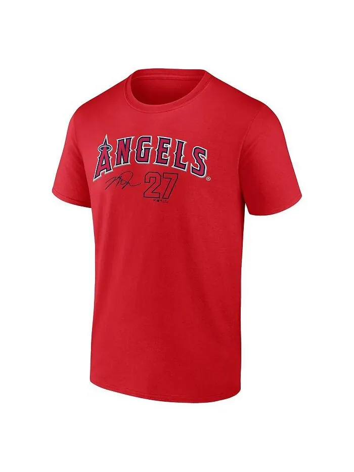 Мужская красная мужская футболка с именем и номером игрока команды Mike Trout Los Angeles Angels — изображение 2 из 3