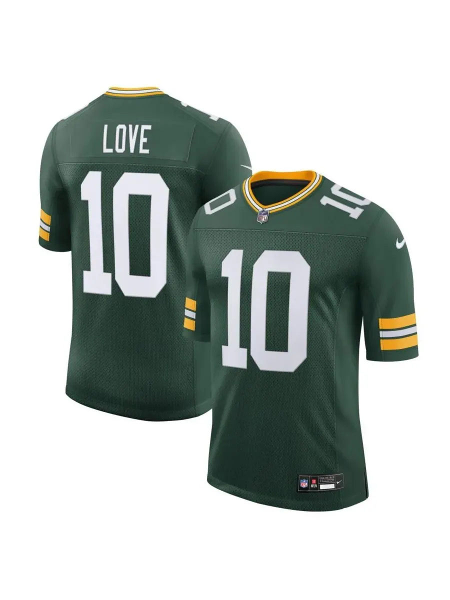 Nike Мужская футболка Jordan Love Green Green Bay Packers Team Vapor Untouchable Limited