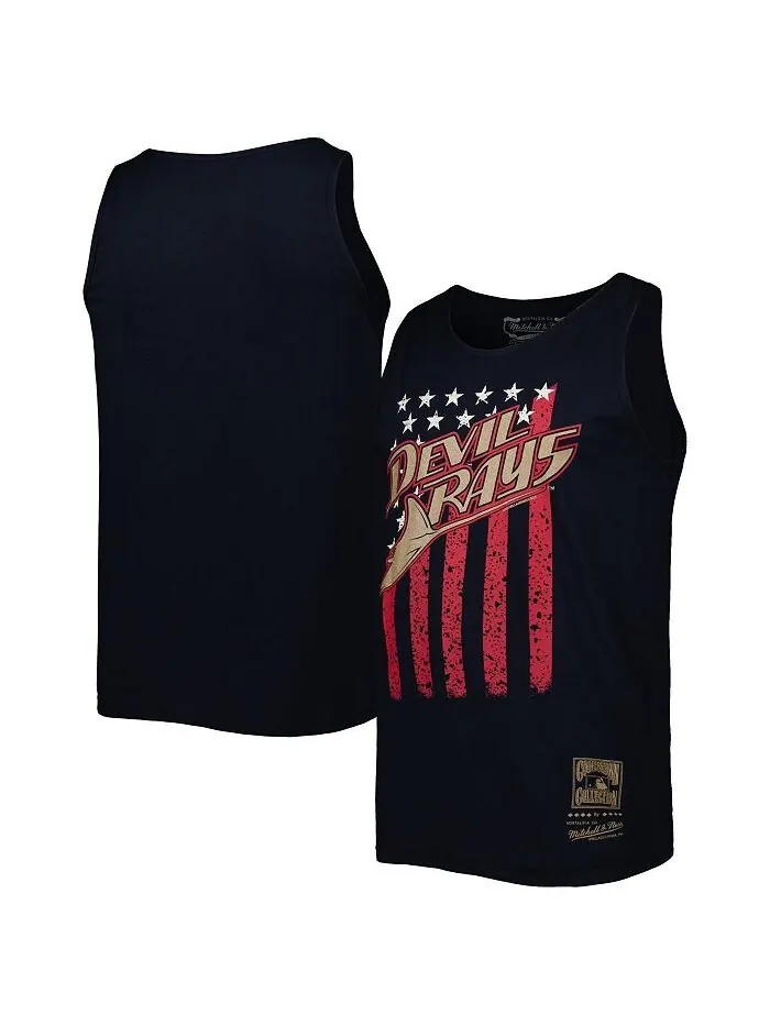 Мужская темно-синяя майка Tampa Bay Rays Cooperstown Collection Stars and Stripes Mitchell & Ness