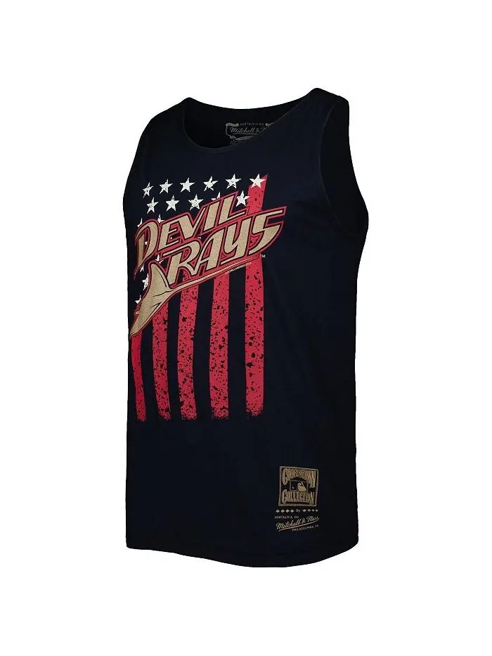 Мужская темно-синяя майка Tampa Bay Rays Cooperstown Collection Stars and Stripes Mitchell & Ness — изображение 2 из 3
