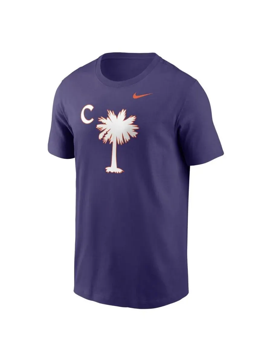 Nike Мужская фиолетовая футболка Clemson Tigers Palmetto C — изображение 2 из 3, фиолетовый