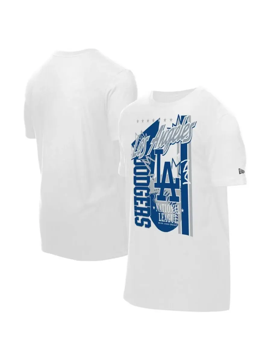 New Era Мужская белая футболка Los Angeles Dodgers с крупным графическим принтом (домашний стиль)