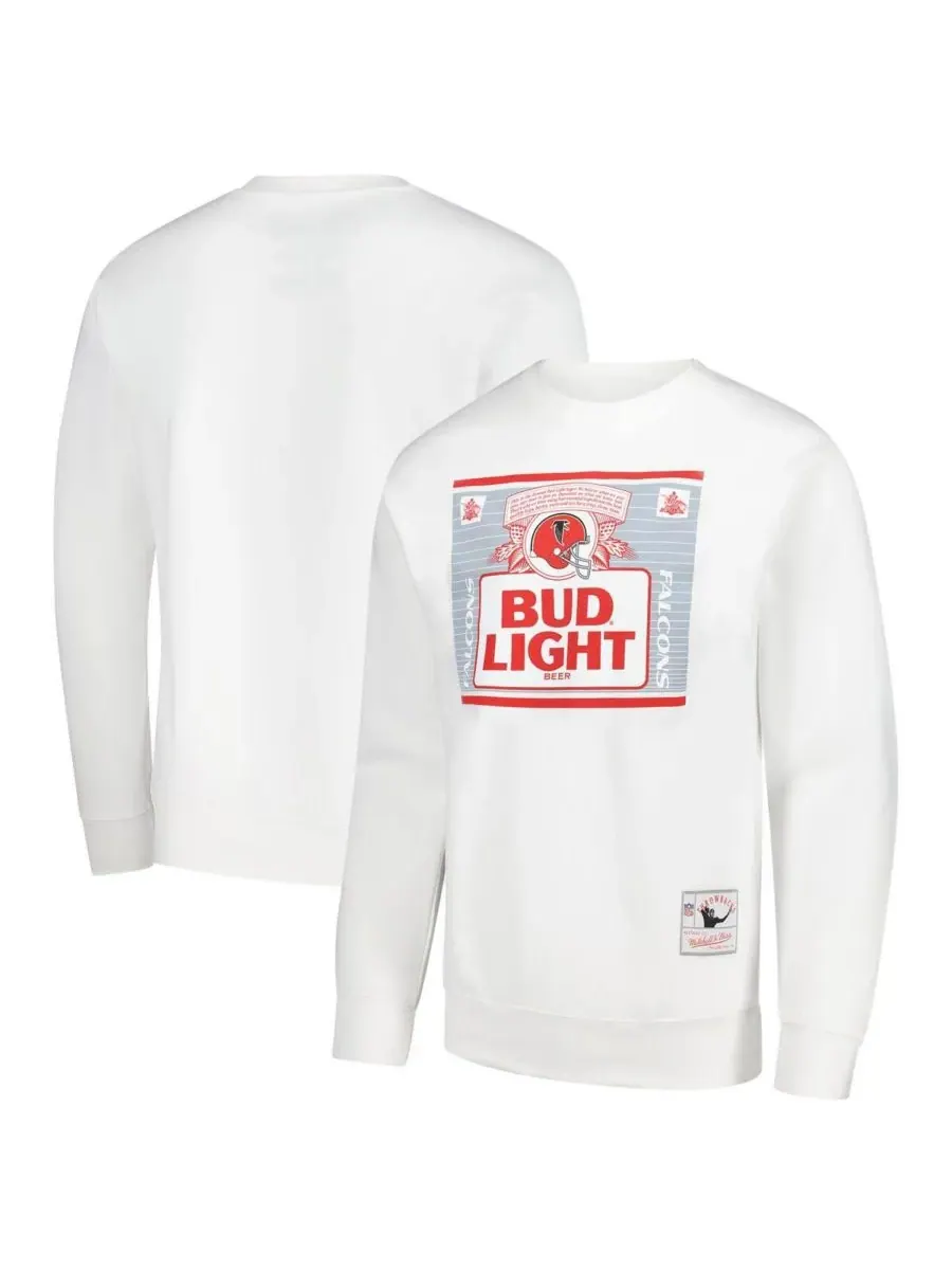 Mitchell & Ness Мужская толстовка Bud Light White Atlanta Falcons The Crest Pullover Sweatshirt