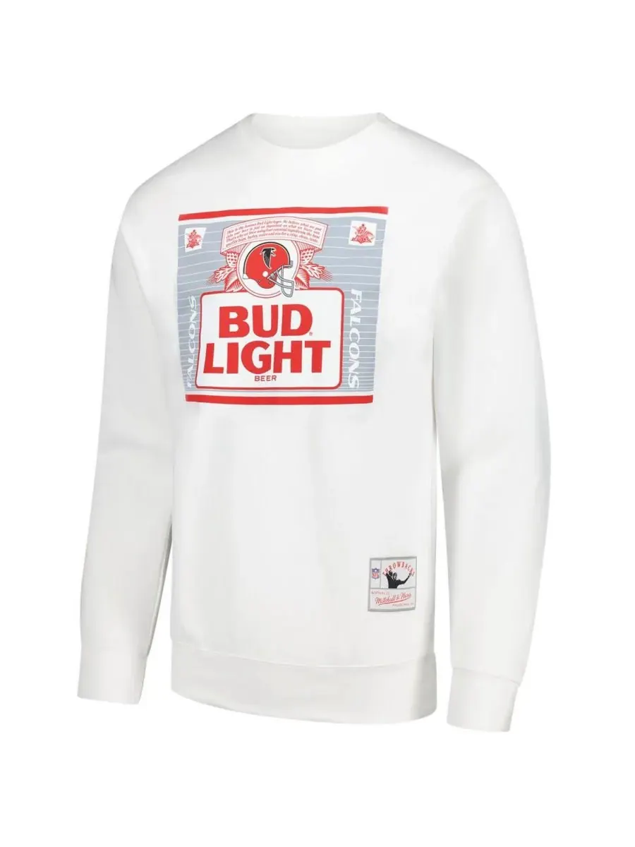 Mitchell & Ness Мужская толстовка Bud Light White Atlanta Falcons The Crest Pullover Sweatshirt — изображение 3 из 3, белый