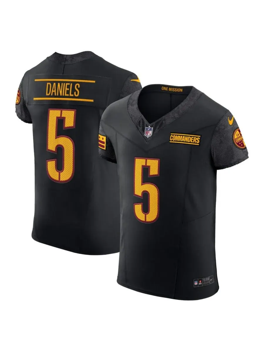 Nike Мужская черная футболка Jayden Daniels Washington Commanders Alternate Vapor FUSE Elite