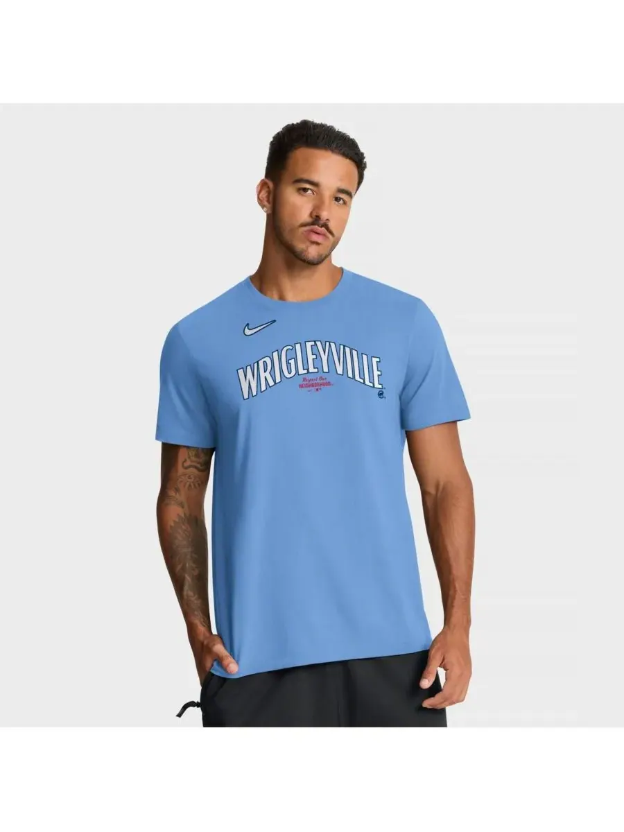 Nike Мужская светло-голубая футболка Chicago Cubs City Connect с большим логотипом